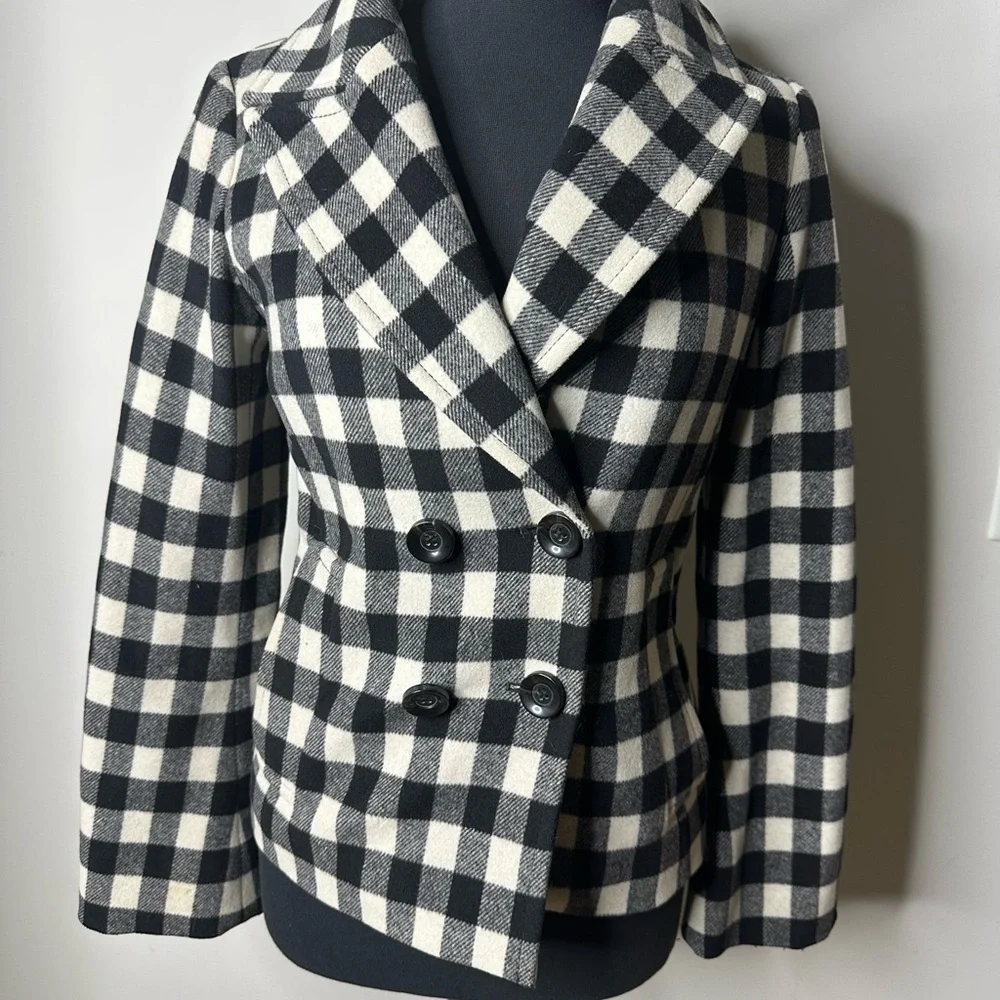 Club Monaco Women's Black and White Checkered Jacket
